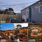 cheap Plug String Lights-S14 Global Outdoor String Lights Commercial Grade Weatherproof Strand Edison Vintage Bulbs 10m10pcs/15m15pcs Hanging Sockets UL Listed Heavy-Duty Decorative Cafe Patio Lights for Bistro Garden
