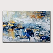 preiswerte Abstrakte Gemälde-handgemachtes Ölgemälde auf Leinwand, Wandkunst, Dekoration, abstrakte Messermalerei, Landschaft, blau, für Wohnkultur, gerollt, rahmenlos, ungedehnt