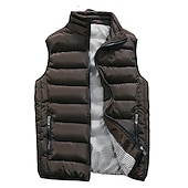 preiswerte Herren Steppweste-Herren Einfarbig Laufwesten Daunenweste Steppweste Frühling Herbst Winter Kariert Vollreißverschluss Innentasche Ärmellos Lässig Athleisure Stehkragen Thermowarm Wasserdicht Winddicht Atmungsaktiv