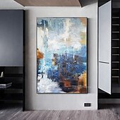 رخيصةأون لوحات تجريدية-هانغ رسمت النفط الطلاء رسمت باليد بانوراما أفقية تجريدي مناظر طبيعية الحديث تشمل الإطار الداخلي