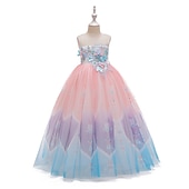 preiswerte Kleider für die Blumenmädchen-kinderkleidung Mädchen Blumenmädchen Kleid Kleid Party Kleid Blume Ärmellos Leistung Hochzeit Party Gitter Elegant Prinzessin Polyester Midi abendkleider Blumenmädchenkleid Sommer Frühling 3-10 Jahre