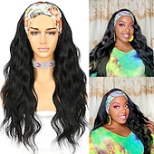 economico Parrucche trendy sintetiche-parrucche della fascia glueless parrucca della fascia corpo sciolto ondulato parrucche sintetiche dei capelli per le donne nere onda nessuna parrucche anteriori del merletto della miscela di colore