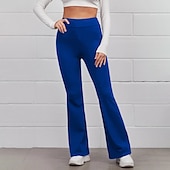 cheap Women&#039;s Flare Pants-Women&#039;s Normal Bootcut Flare Flared Pants Fashion Full Length High Waist Plain Wide Leg Comfort Micro-elastic Casual Weekend Black Yellow Red Blue Summer Spring &amp;  Fall Regular Fit
