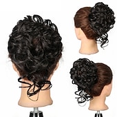 baratos Puxos-rabo de cavalo de extensão de cabelo de peruca de coque com elástico elástico updo peruca de rabo de cavalo extensões de cabelo sintético scrunchies apliques de rabo de cavalo para mulheres