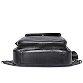 cheap Men&#039;s Bags-Men&#039;s Black Leather Crossbody Sling Bag with Multiple Compartments – Stylish and Functional Shoulder Bag for Travel and Daily Use