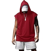 cheap Tank Tops-Men&#039;s T Shirt Tank Top Hoodie Short Sleeve Hooded Summer Plain Fashion Classic Casual Outdoor Street Casual Black White Army Green Top Tee for Men