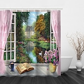 levne Sprchové závěsy-Kr beautiful krajina tisk přírody voděodolný sprchový závěs moderní polyester strojově voděodolný koupelnový s háčky