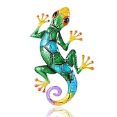 levne zahradní sochy a sochy-venkovní kovová dekorace, figurka gekona, závěsné gecko na zeď umělecké ozdoby ještěrky nástěnné sochy a sochy dekorace pro domácí zahradu statek veranda terasa zahradní plot dvorek
