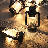 cheap Solar String Lights-Outdoor Solar Decoration Lights LED Retro Oil Lamp Shape String Lights 5m 20leds Christmas Home Indoor Outdoor Decoration