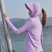 preiswerte Wasserdichte Jacken-Frauen UPF 50+ UV-Sonnenschutz Kapuzenpullover mit Reißverschluss Langarm Angeln Laufen Wanderjacke Sommer Außenbelüftung UV-beständig Frontreißverschluss Dehnbare Jacke Klettern Strand Camping