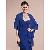 abordables Châles-châles sans manches en mousseline de soie mariage / soirée de fête / châle décontracté&amp;amp; écharpe / écharpe pour invités de mariage / écharpe pour femme avec drapé / uni