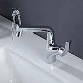 お買い得  クラシカル-洗面台用蛇口-回転可能/クロームを引き出す/電気メッキ/塗装仕上げセンターセットシングルハンドル1ホールバスタップ