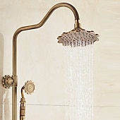 cheap Shower Faucets-Shower Faucet,Rainfall Shower System Body Jet Massage Set - Handshower Included pullout Rainfall Shower Antique Vintage Style Antique Brass Mount Inside Brass Valve Bath Shower Mixer Taps