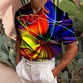 voordelige Heren Geometrisch Polo-Voor heren Abstract Lineair POLO Shirt Golfshirt Korte mouw Overhemd Strijkijzer Casual Dagelijks 3D-afdrukken Blozend Roze blauw Groen Grijs Afdrukken Kleding Modieus Ontwerper Casual Ademend