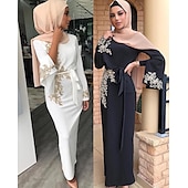 cheap Arabian Muslim-Women&#039;s Girls&#039; Arabian Muslim Abaya Kaftan Dress For Natural Cosplay Hearts Abaya Adults Embellished&amp;Embroidered Dress Party, Ceremony, Festival