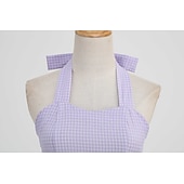 abordables Vestidos-Vestido de mujer de la década de 1950 audrey hepburn halter swing vestido 100% algodón flare vestido retro vintage gráfico check diario fiesta de té casual diario sin mangas ajuste&amp;amp; vestido