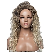 economico Parrucche trendy sintetiche-parrucche marroni per le donne parrucche bionde lunghe oro chiaro parrucche rosa ombre capelli sintetici capelli evidenziati parrucche scure radici 26 pollici
