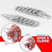 cheap Shower Curtains-12 pcs Stainless Steel Curtain Hooks Bath Curtain Rollerball Shower Curtain Rings Hooks 5 Rollers Polished Satin Nickel Ball