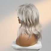 cheap Human Hair Capless Wigs-Human Hair Blend Wig Medium Length Natural Wave Side Part Layered Haircut Asymmetrical With Bangs Blonde Cosplay Curler &amp; straightener Natural Hairline Capless Burmese Hair Women&#039;s All Golden Brown
