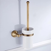 cheap Toilet Brush Holder-Toilet Brush with Holder,Antique Brass Ceramics Wall Mounted Rubber Painted Toilet Bowl Brush and Holder for Bathroom
