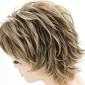 economico parrucca più vecchia-parrucche per capelli corti parrucche sintetiche per donne nere/bianche parrucche per capelli corti con frangetta acconciature parrucche per donne
