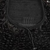 abordables Cheveux humains et postiches-cheveux humains cordon queue de cheval pour les femmes noires 8a brésilienne vierge afro crépus bouclés 4b-4c perruque clip en queue de cheval extension une pièce de cheveux humains pièces naturel