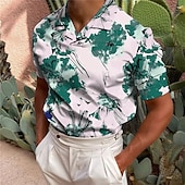 billiga Hawaii-polo för män-Herr Blommig Pikétröjor Golftröja Kortärmad Skjorta Nedvikt Ledigt Dagligen 3D-tryck Vit Gul Rubinrött Blå Grön 3D-utskrift Mönster Kläder Mode Designer Ledigt Andningsfunktion