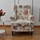 baratos Tampa da poltrona e capa de cadeira sem braço-Capa de cadeira de asa elástica capa de cadeira de asa capas de cadeira de asa de tecido spandex capas de poltrona com capa de almofada de assento para decoração de quarto de sala de estar