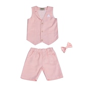 halpa Setit-Lapset Poikien Puvun liivi Shortsisetti Vaatesetti 3 osainen Hihaton Uima-allas Harmaa Punastuvan vaaleanpunainen Skottiruutukuvio Muodollinen Syntymäpäivä Lempeä Preppy -tyyli 4-13 vuotta