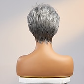 cheap Human Hair Capless Wigs-Human Hair Wig Short Straight With Bangs Dark Gray Soft Party Women Capless Brazilian Hair Women&#039;s Grey 8 inch Party / Evening Daily Daily Wear