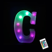 abordables 123496-LED lettre lumières signe 26 lettres alphabet avec télécommande allumer des lettres signe coloré pour veilleuse mariage/fête d&#039;anniversaire alimenté par batterie lampe de noël bar à la maison