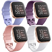Χαμηλού Κόστους Ζώνες ρολογιών Fitbit-4 Πακέτο Smart Watch Band Συμβατό με Fitbit Versa 2 / Versa Lite / Versa SE / Versa σιλικόνη Εξυπνο ρολόι Λουρί Μαλακό Ελαστικό Ρυθμιζόμενο Αθλητικό Μπρασελέ Αντικατάσταση Περικάρπιο