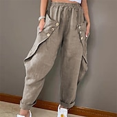ieftine picior lat și talie înaltă-Pentru femei Normal Harem Pantaloni Pantaloni harem Post Lungime totală Talie Înaltă Stil Chinezesc Buzunar Drop Crotch Exterior Sport Strech Casual Zilnic Negru Albastru piscină Kaki Albastru Închis