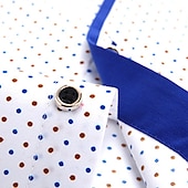cheap Men&#039;s Button Down Shirts-Men&#039;s Dress Shirt Button Down Shirt Collared Shirt Polka Dot Wedding Outdoor Black White Red Navy Blue Long Sleeve Turndown Summer Spring Clothing Apparel Print