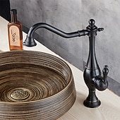 Χαμηλού Κόστους Βρύσες Κουζίνας-βρύση κουζίνας, ψηλό τόξο μονή λαβή με μία οπή περιστρεφόμενη τυπική ρετρό βρύση κουζίνας (αντίκες ορείχαλκος/ σφαίρα)