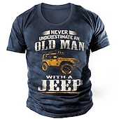  T-shirt graphique pour homme à manches courtes  Ne sous-estime jamais un vieux homme avec un Jeep | T-shirt amateur de hors-route et de style de vie