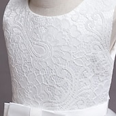 baratos Vestidos floridos-Infantil Pouco Para Meninas Vestido Floral Tecido Vestido A Line Festa Espetáculo Com Transparência Laço Branco Roxo Vinho Assimétrico Sem Manga Princesa Doce Vestidos Primavera Verão Normal 3-12 anos