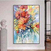 abordables Peintures fleurs/botaniques-Peinture à l&#039;huile Hang-peint Peint à la main Verticale Abstrait Paysage Rétro Vintage Moderne Toile roulée (sans cadre)