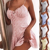 levne Sundresses-Dámské Volnočasové šaty Letní šaty Květinové šaty Mini šaty Tmavě žlutá Bledě růžová Bílá Bez rukávů Květinový Šněrování Jaro Léto Špagetová ramínka horký Dovolená Víkend Štíhlý 2023 S M L XL XXL 3XL