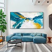 お買い得  油絵-ハング塗装油絵 手描きの 縦式 抽象画 風景 ヴィンテージ 近代の インナーフレームなし(枠なし)