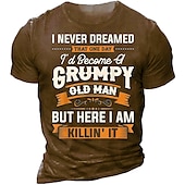 cheap Men&#039;s Funny T shirts-Men&#039;s Graphic Letter T Shirt Funny T Shirts Retro Shirts Short Sleeve T shirt 3D Print Crew Neck Shirt Vintage Fashion Classic Outdoor Casual Daily Black Blue Brown Summer Clothing Apparel S M L XL