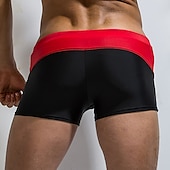 baratos calções de banho e calções de surf-Homens Calção Justo de Natação Shorts de Natação Secagem Rápida Leve Bermuda de Surf Roupa de banho Com Cordão Natação Surfe Praia Esportes Aquáticos Retalhos Verão