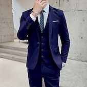 cheap Formal Suits-Men&#039;s Wedding Suits Homecoming Suits Black Yellow Business Formal Solid Colored Standard Fit 3 Piece Single Breasted One-button