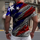 abordables Día de la Independencia-Hombre veteranos Patriótico Bandera Camisetas polo Camiseta de golf Manga Corta Camisa Cuello Vuelto Casual Diario Impresión 3D Rojo Azul Piscina Verde Trébol Gris Oscuro Estampado Abotonar Ropa Moda