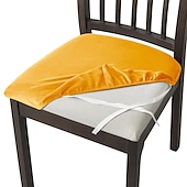 abordables Funda para silla de comedor-Fundas de asiento de terciopelo para comedor, color burdeos, elásticas, ajustadas, tapizadas, para sillas de comedor, fundas protectoras de muebles extraíbles y lavables con lazos