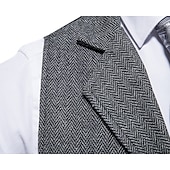 cheap Men's Waistcoat-Men's Vest Waistcoat Wedding Party / Evening Vintage Retro Spring Fall Pocket Polyester Warm Solid Color Single Breasted Regular Fit Navy Blue Dark Green Coffee Gray Vest