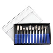 お買い得  ドリルビットセット-10pc超硬合金ロータリーファイル3*6ダブルグレインタングステン鋼研削ヘッドダイ木工研削ファイル電気研削用