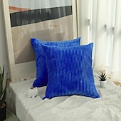 preiswerte Kissen-Trends-Dekorative Wurfkissen, 1 Stück, schlichter Cord-Kissenbezug, einfacher Maisstreifen-Kissenbezug, reine Farbe, Plüschkissen, mehrfarbig, Sofa-Umarmungskissenbezug, rosa, blau, salbeigrün, lila, gelb