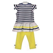 economico Completi per bambine-Da ragazza 3D A strisce Tinta unita Completo Manica corta Estate Primavera Attivo Bambino (1-4 anni) Giornaliero Per eventi