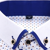 cheap Men&#039;s Button Down Shirts-Men&#039;s Dress Shirt Button Down Shirt Collared Shirt Polka Dot Wedding Outdoor Black White Red Navy Blue Long Sleeve Turndown Summer Spring Clothing Apparel Print